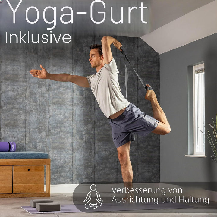 Core Balance Yoga Blocks im Doppelpack & GRATIS Yoga-Gurt, 2 STK. Eva Schaumstoff-Blöcke, robust & l