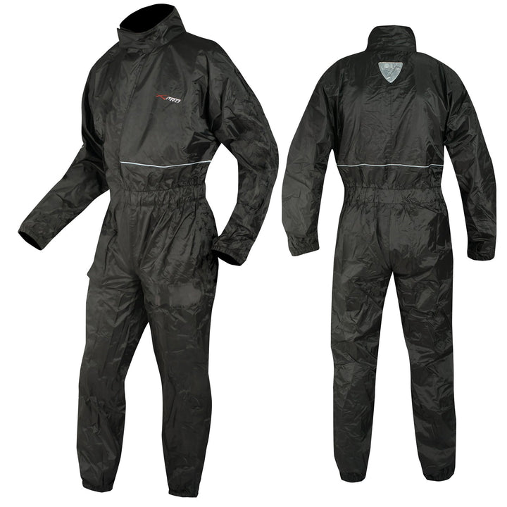 A-Pro Motorcycle Motorbike Waterproof Full Body One pc Rain Suit Scooter Black L