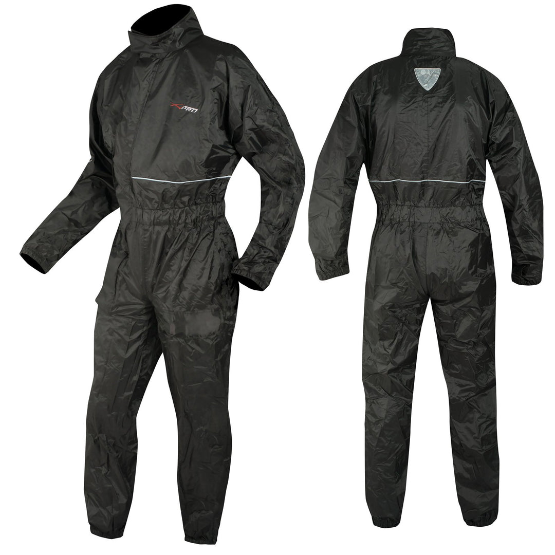 A-Pro Motorcycle Motorbike Waterproof Full Body One pc Rain Suit Scooter Black L