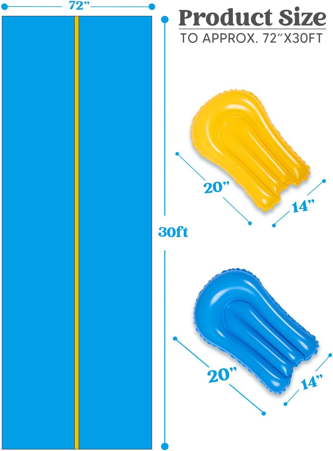 Sloosh riesige Wasserrutsche, 914cm x 183cm Rasen Wasserrutsche mit eingebautem Sprinkler und 2 Slip