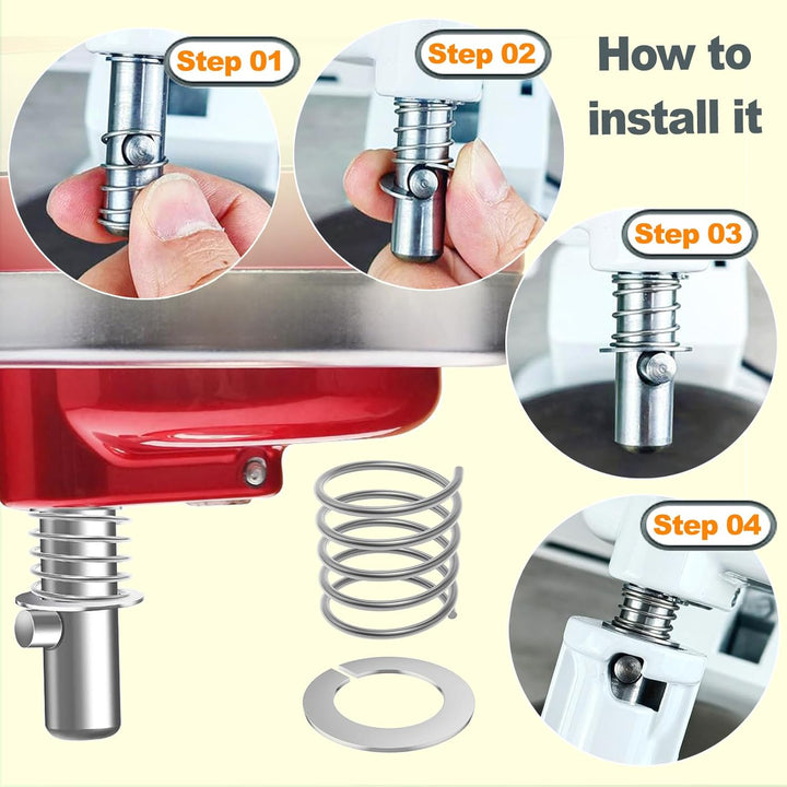 4 Pack Edelstahlfeder und Unterlegscheibe passend für Kitchen Aid Standmixer 3.5/4/5/6/7/8Qt Kitchen