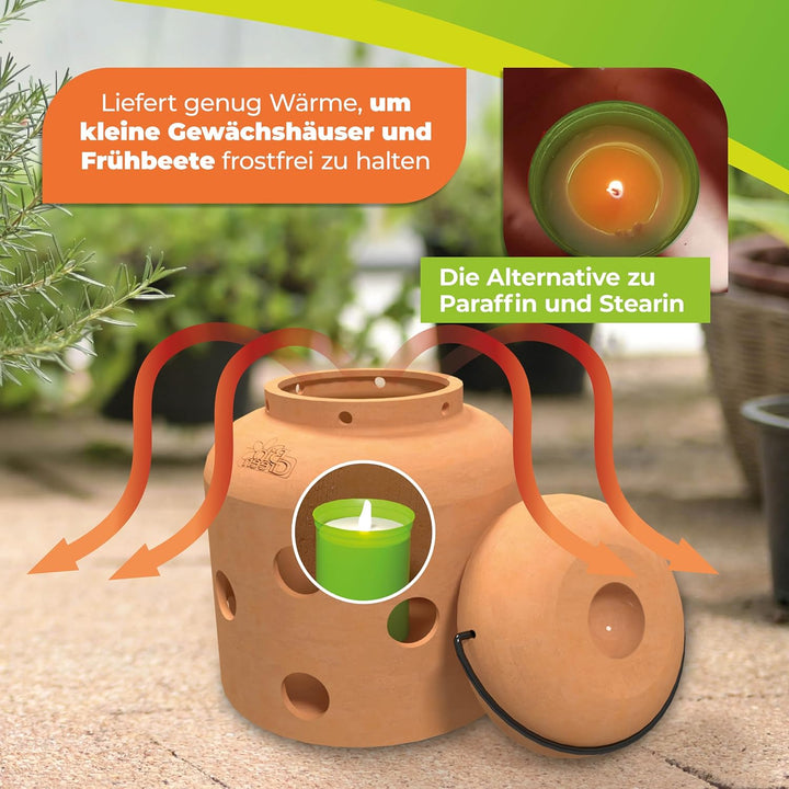 Bio Green 6er-Set Ökologische Kerzen aus Biomasse für Frostwächter „Firefly“ | ca. 42 Stunden Brennd