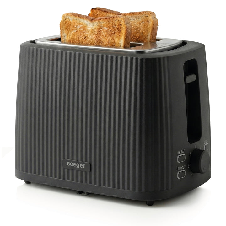 Seeger Toaster, 2 scheiben, 7 bräuningsstufen, Liftfunktion, Herausnehmbare Krümelschublade, Schwarz