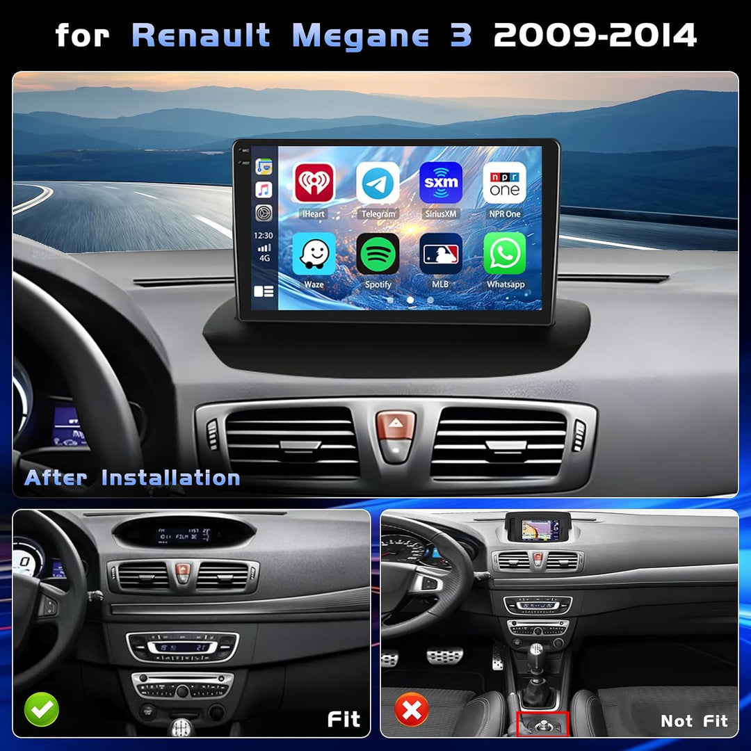 Hikity 4+64G 9" Android Autoradio für Renault Megane 3 2009-2014 | Incell Wireless Carplay Autoradio