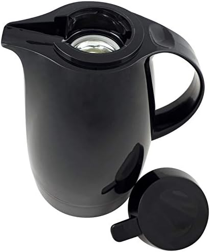 Helios Servitherm Thermoskanne Schwarz 1,3L – 6h Heiss - Hält Getränke heiss & kalt – Einhandbedienu