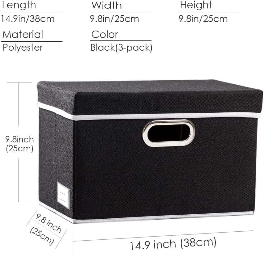 PRANDOM Grosse faltbare Aufbewahrungsboxen mit Deckel [3er-Pack] Leinenstoff faltbare Aufbewahrungsb