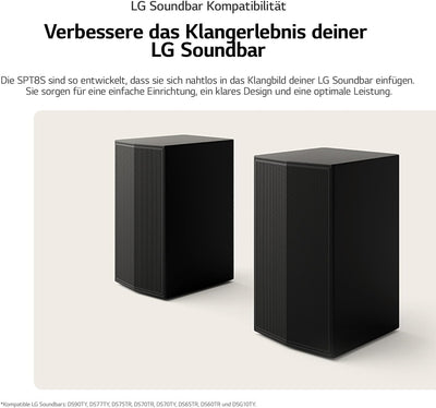 LG SPT8-S Rücklautsprecher-Set, Rücklautsprecher-Set für Soundbars, 100 W Leistung und 2,0 Kanäle, l