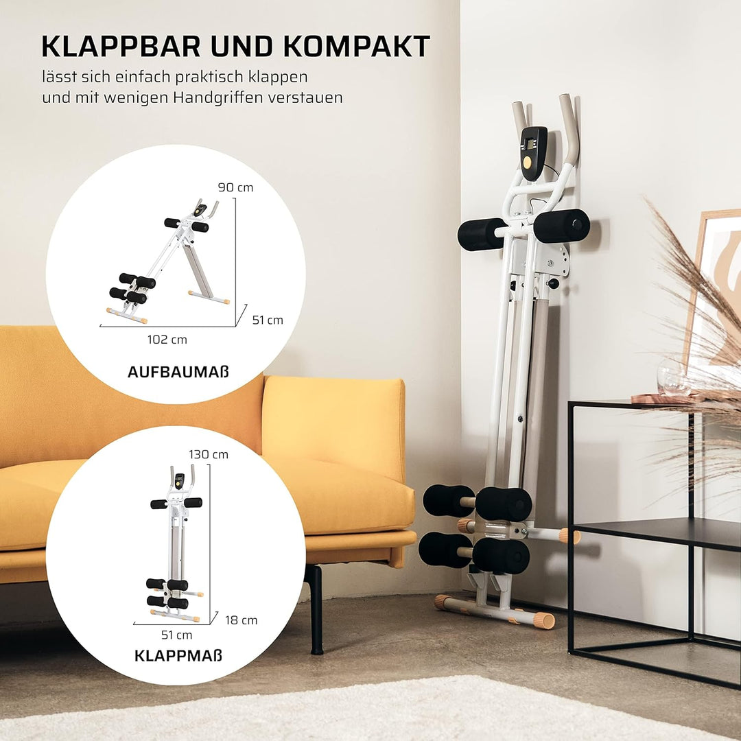 SportPlus Bauchtrainer für zuhause klappbar - Bauchmuskeltrainer, Bauchroller mit 3 oder 4 Trainings