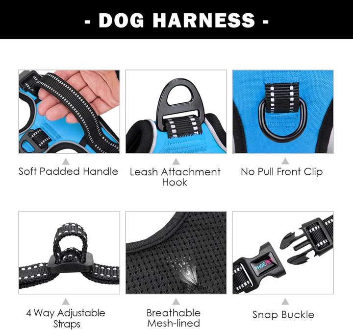 PHOEPET Hundegeschirr ohne Zug für kleine Hunde Reflektierende Weste mit verstellbarem Clip vorne mi
