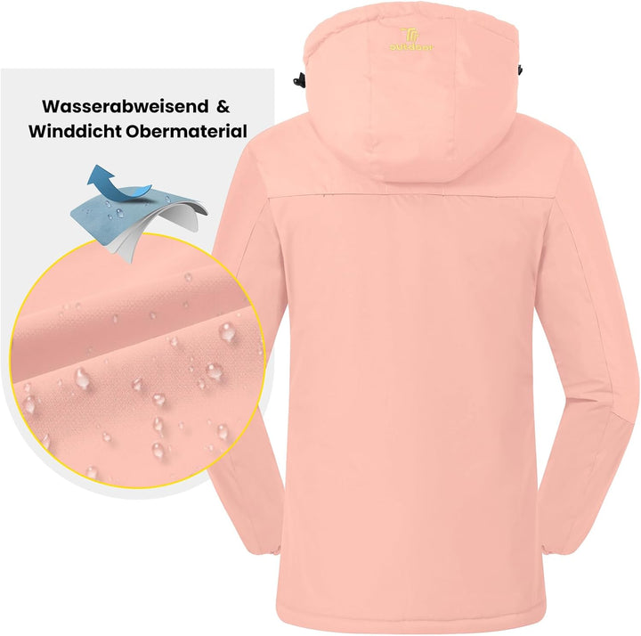Damen Jacken Fleecejacke Winterjacke Wasserdicht Atmungsaktiv Verdickt Warm Winddicht Softshelljacke
