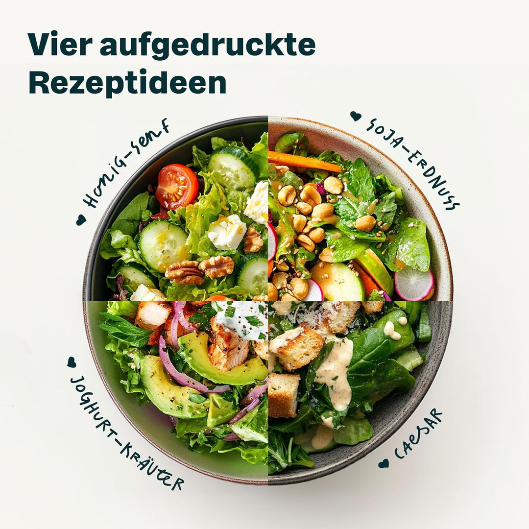 SILBERTHAL Dressingshaker aus Glas mit Rezepten – 500 ml – Spülmaschinenfest - Neuer Deckel & Neue R