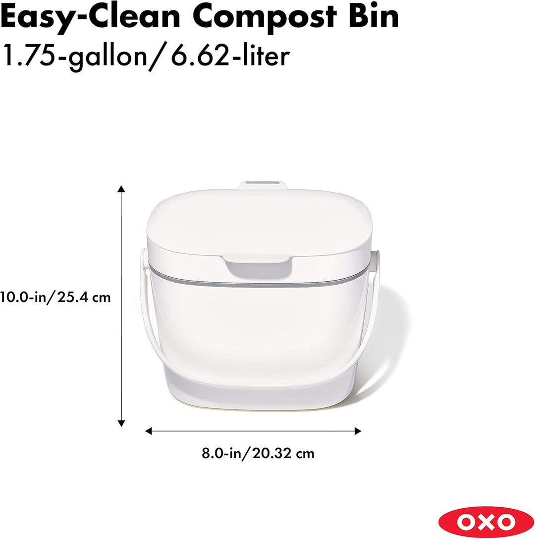 OXO Good Grips Komposteimer weiss – geruchsdichter Biomülleimer für die Küche – 6,6 l Weiss 6.6L, We