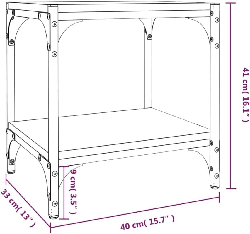 TV-Schrank Grau Sonoma 40x33x41 cm Holzwerkstoff und Stahl TV Board Fernsehschrank Fernsehtisch TV L