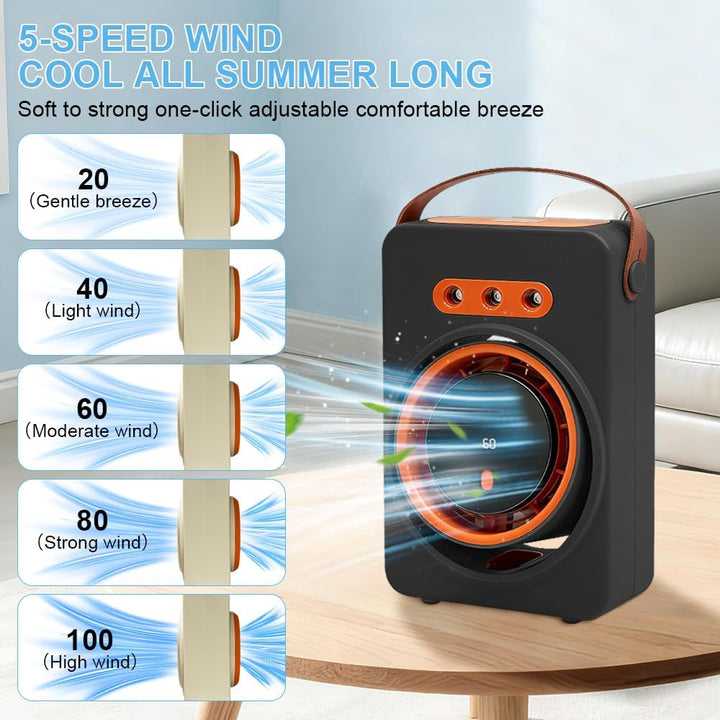 Mobile Klimageräte Mini Luftkühler, Mini Ventilator USB,Luftkühler mit Verdunstungskühlung mit 5 Ges