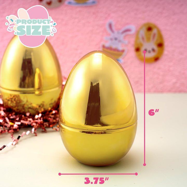 JOYIN 12 Stück riesige goldene Eier 15,2cm grosse metallische Plastik-Ostereier befüllbare Leere Übe