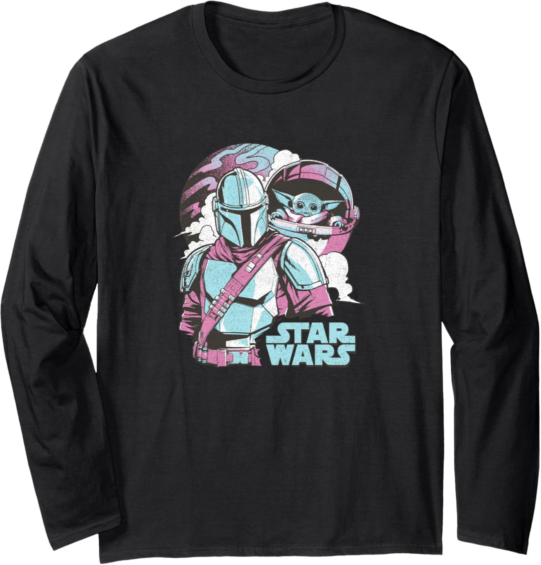 Star Wars Mandalorian & The Child Pastel Planet Logo Langarmshirt