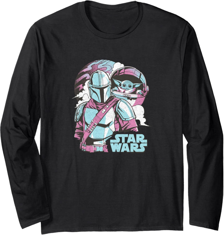 Star Wars Mandalorian & The Child Pastel Planet Logo Langarmshirt