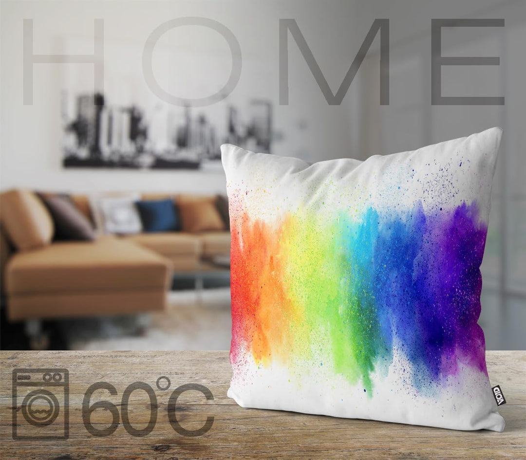VOID Regenbogen Wasserfarben LGBTQ Kissenbezug Kissenhülle Polyester wasserfest Outdoor Indoor, Kiss