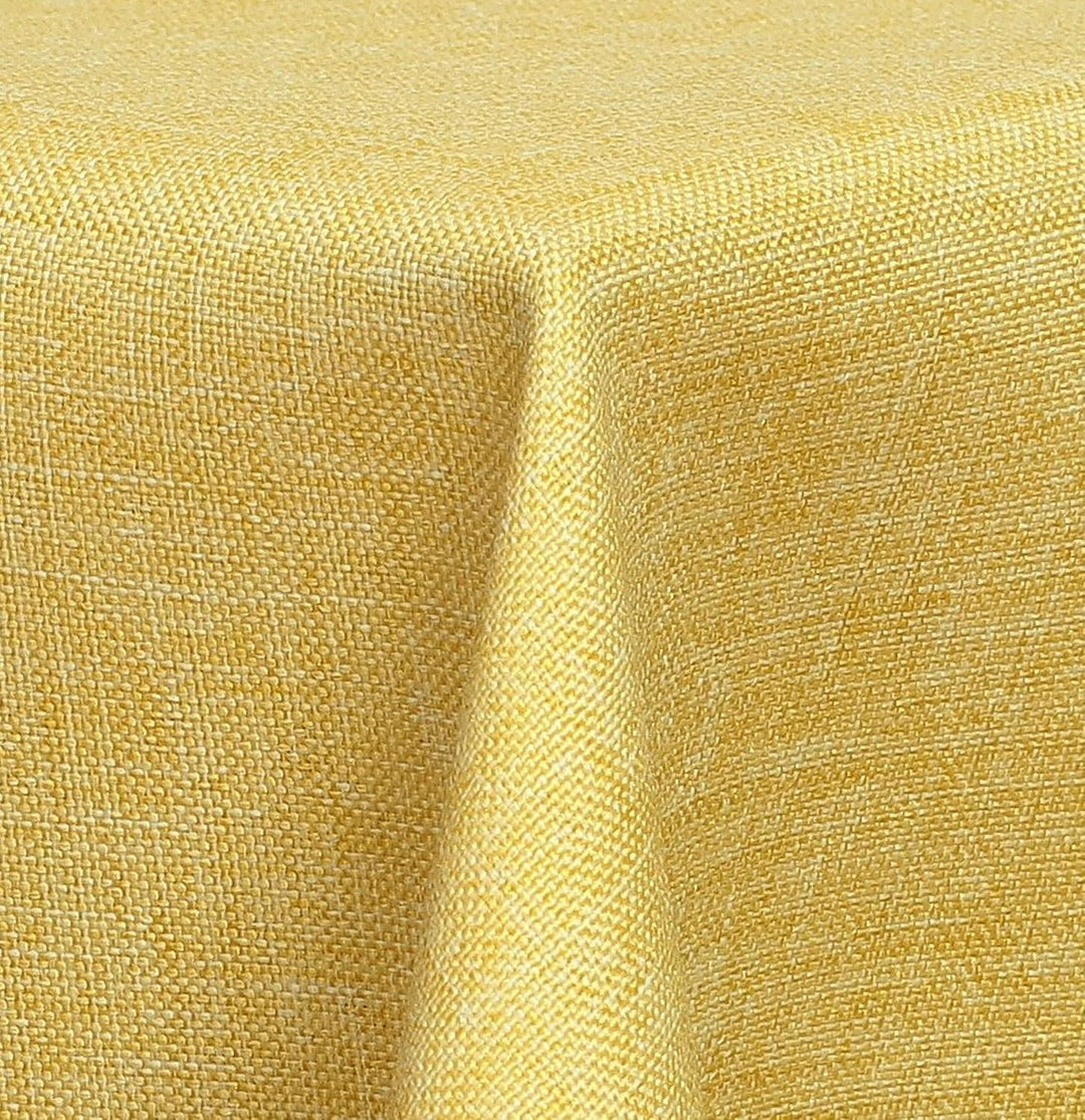 Textil Tischdecke - Leinen Optik - wasserabweisend oval (gelb, oval 130x220) Gelb oval 130x220, Gelb