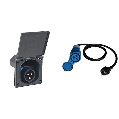 as - Schwabe Camping CEE-Caravan-Einspeisungsstecker, 230 V / 16 A, Grau I 61492 & Camping CEE-Adapt