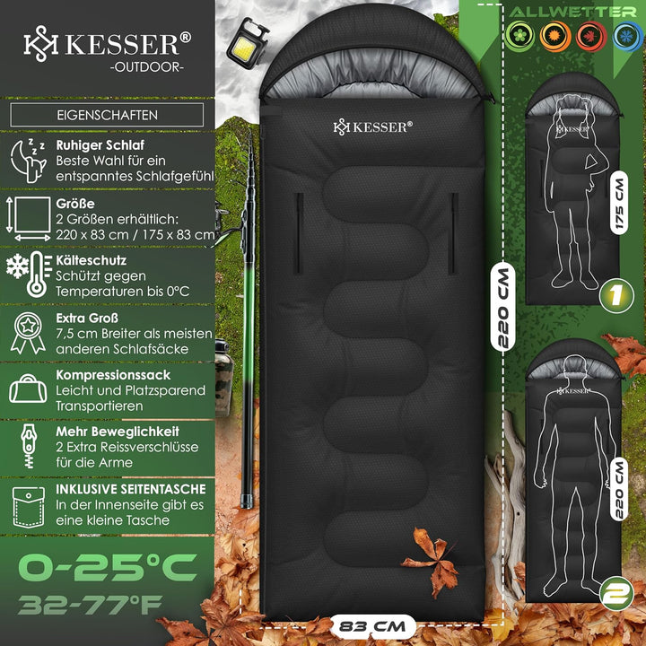 KESSER® Schlafsack Outdoor | Deckenschlafsack 3-4 Jahreszeiten | Camping-Sleeping-Bag für Erwachsene