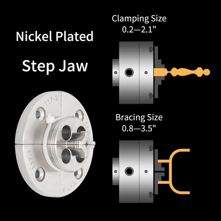 DEEFIINE Holz Drehmaschine Chuck Zubehör - Step Jaw k12STEP, k12STEP