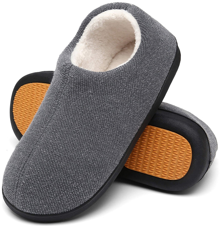 Mishansha Herren Winter Warme Hausschuhe Memory Foam Plüsch Pantoffeln,Gr.39-48, Grau 47 EU