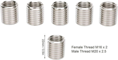 Selbstschneidender Gewindeeinsatz, 10 Stück 22 mm Umrüstschraube Mutter Innengewinde M16 x 2 Ausseng