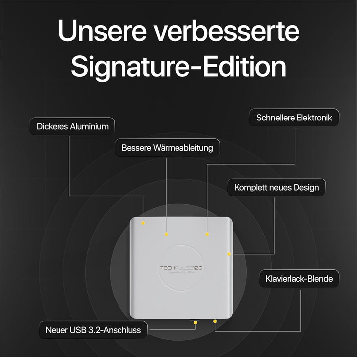 techPulse120 Externes USB 3.1 USB-C UHD 4k 3D M-DISC Blu-ray DVD CD HDR10 128GB Laufwerk Brenner Bur