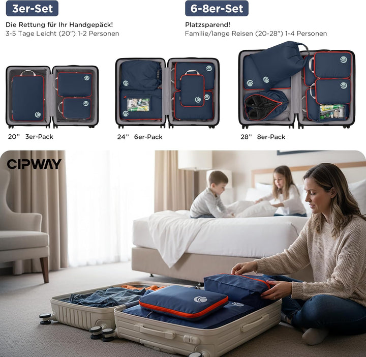 Cipway Kompression Koffer Organizer Set für Rucksack ，Ultraleichte Packtaschen Compression Packing C