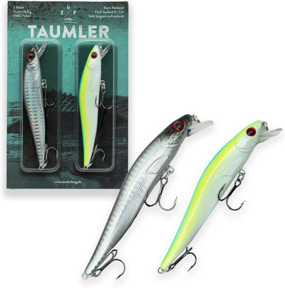 Zanderfang Zander Wobbler Set – Kunstköder TAUMLER flachlaufend – Angelköder 11cm in 14,5g – Zanderw