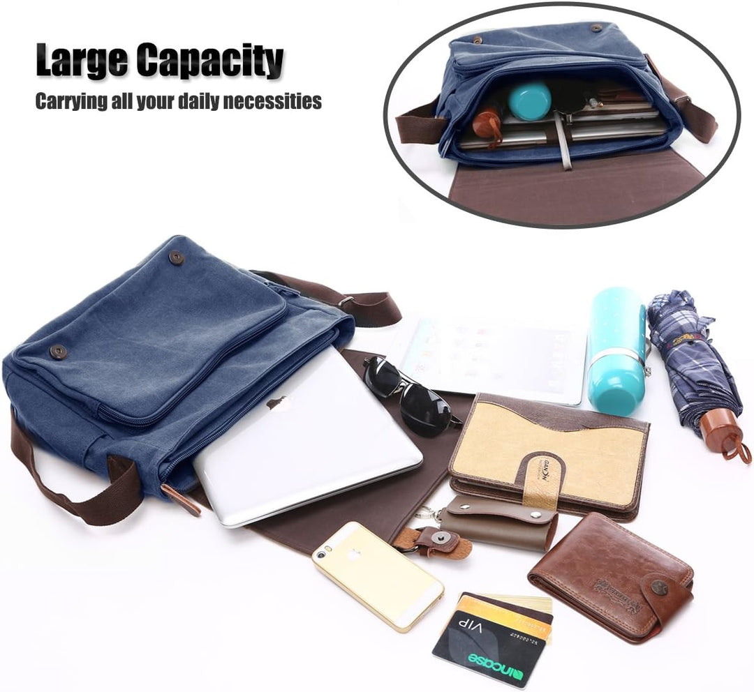 LOSMILE Umhängetasche Herren Schultertasche 16 Zoll Kuriertasche Canvas Laptop Tasche Messenger Bag