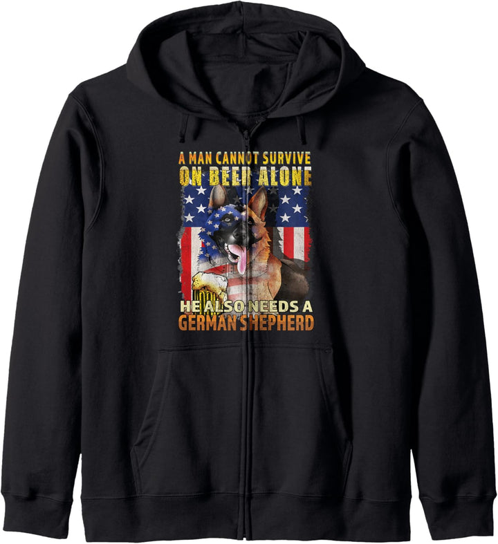 Deutscher Schäferhund Shirt Ein Mann kann nicht auf Bier Kapuzenjacke