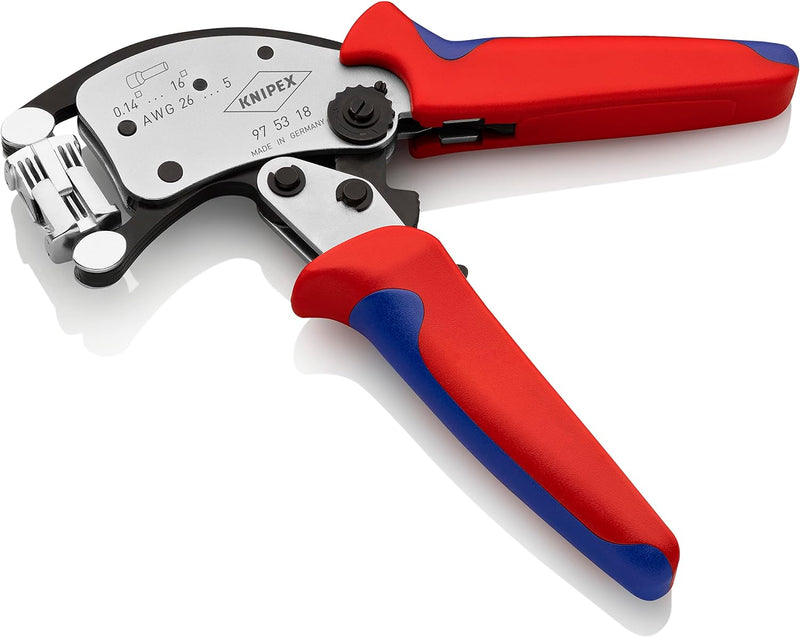 Knipex Twistor®16 Selbsteinstellende Crimpzange für Aderendhülsen mit drehbarem Crimpkopf verchromt,