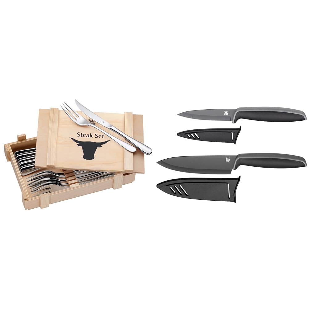 WMF Steakbesteck 12-teilig, Steakbesteck Set für 6 Personen & Touch Messerset 2-teilig, Küchenmesser