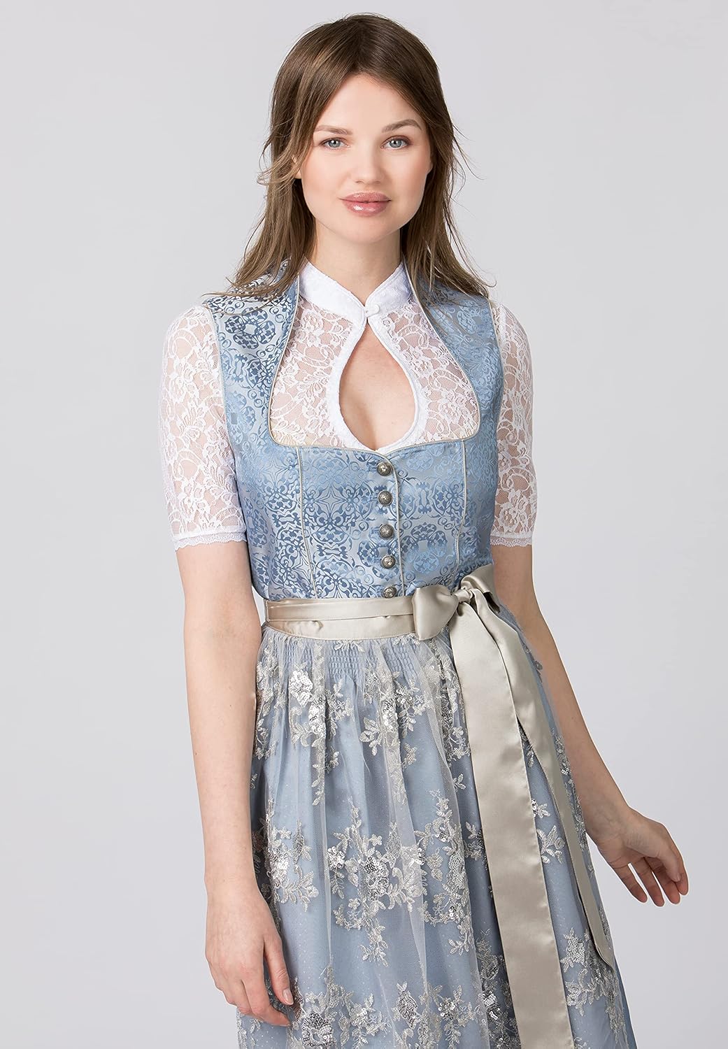 Stockerpoint Damen Dirndl Odina Kleid für besondere Anlässe 36 Rauchblau, 36 Rauchblau