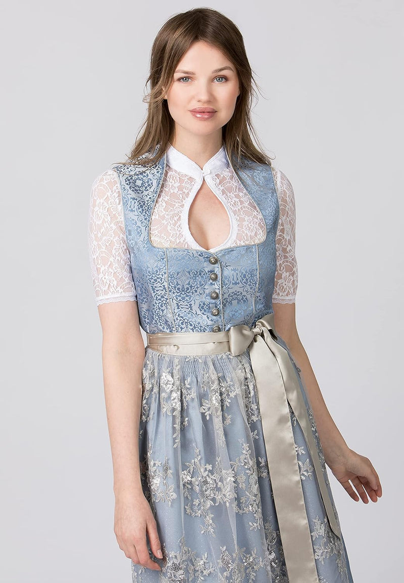 Stockerpoint Damen Dirndl Odina Kleid für besondere Anlässe, Rauchblau
