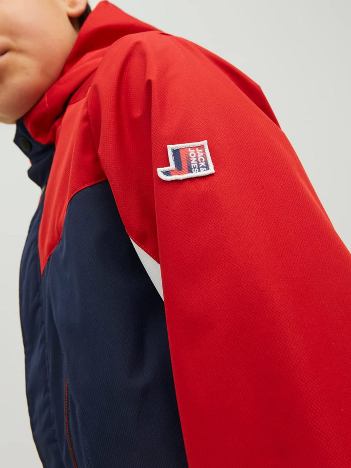 JACK & JONES Herren Jcologan Light Jacket Jnr Jacke 128 Navy Blazer/Detail:POMPEIANRED/WHITE BLOCKIN