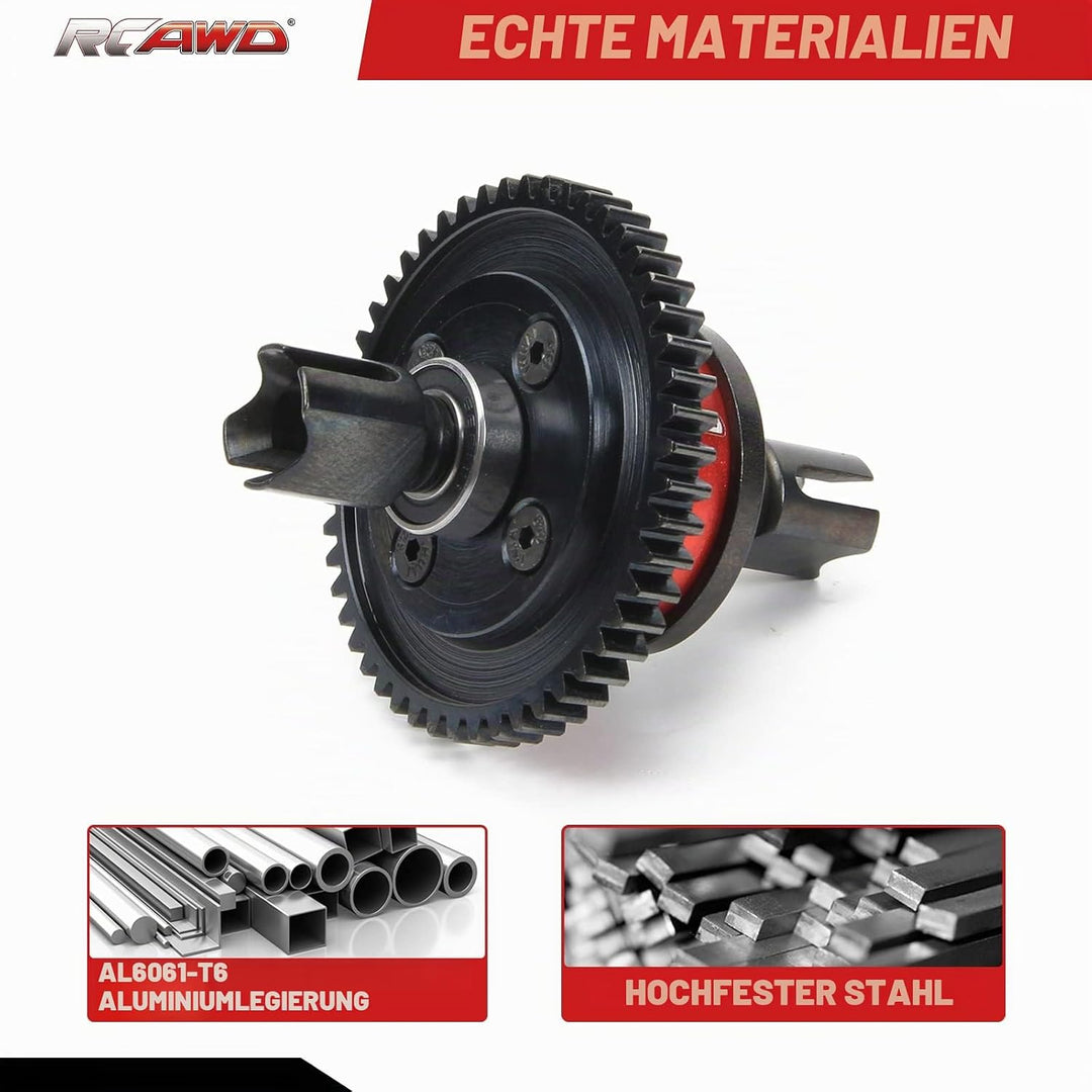 RCAWD Aluminium Center Diff Set, mit 40CrMo Hauptdiff-Getriebe 50T SPIRAL für Arrma 1/7 1/8 6S RTR H
