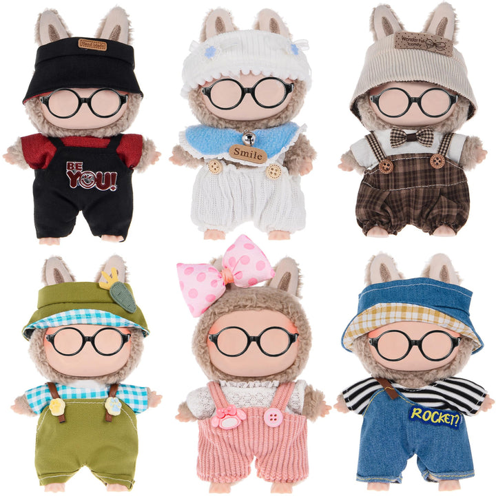 Insgesamt 6 Sets Puppenkleidung Outfits Zubehör für 17cm Puppen Inklusive: 5 Hut, 1 Haarpinne, 6 Top