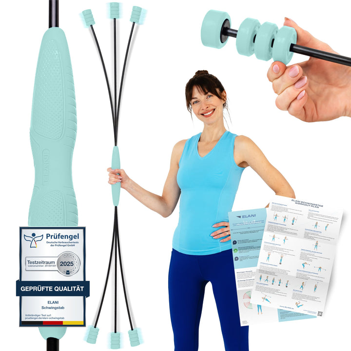 ELANI Schwingstab - Verstellbarer Widerstand & ergonomischer Griff - hochbelastbarer Gymnastikstab,