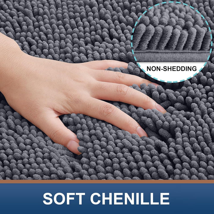 Homaxy rutschfeste Badematte Chenille Badezimmerteppich Mikrofaser Badteppich Saugfähige Hochflor Ba