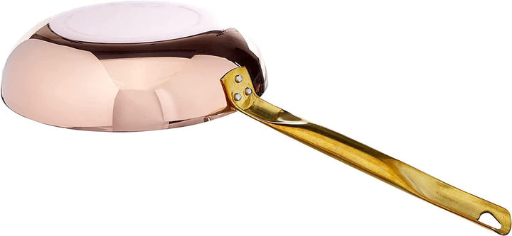 Pentole Agnelli ALCU111B24 Glatte kupferverzinnte Handsprungpfanne mit röhrenförmigem Griff, 24 cm,