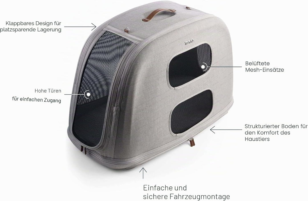 Tavo Crispin Haustier-Transportbox Large – Crash-getestete Auto-Transportbox für Hunde & Katzen, ISO