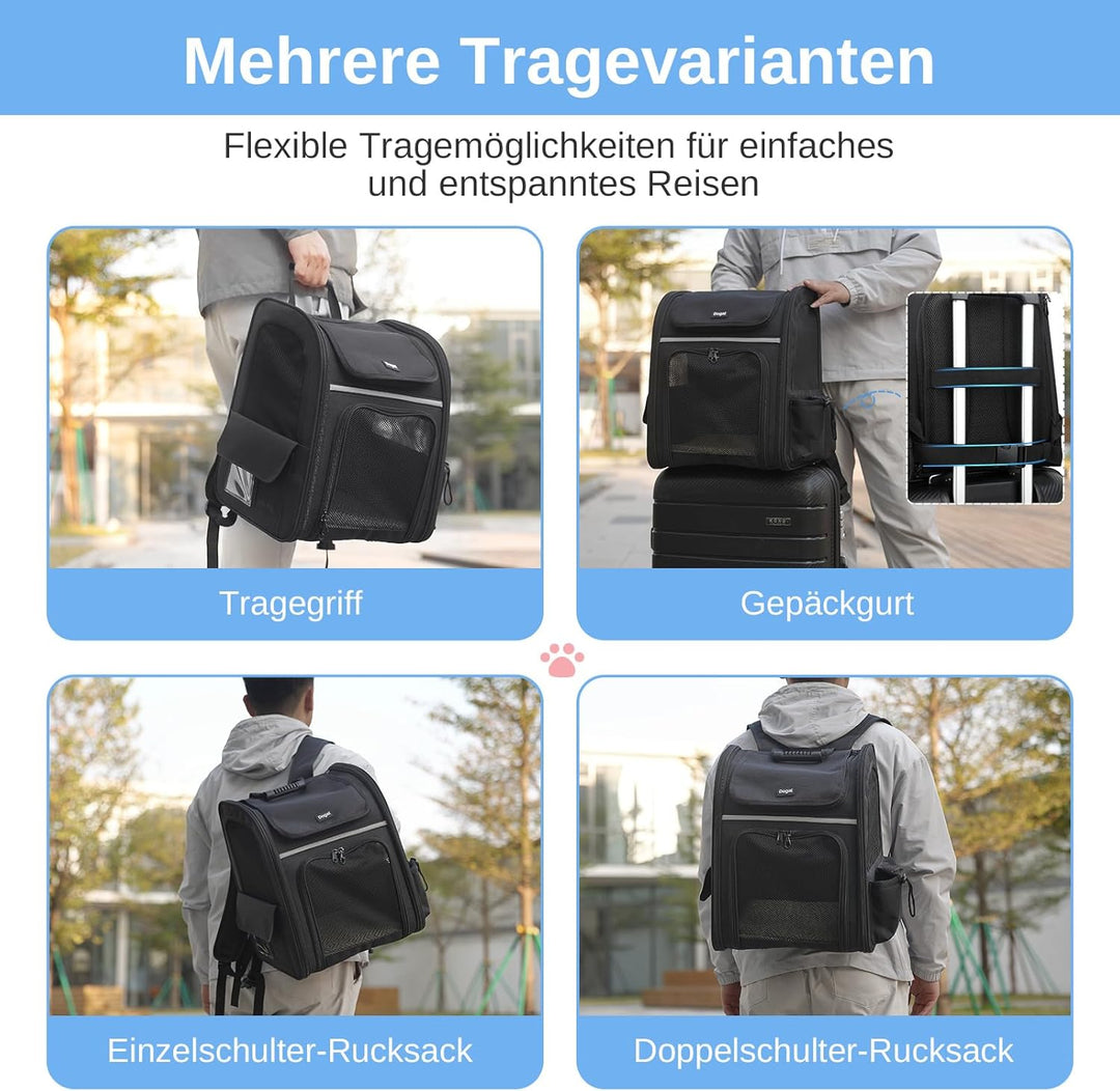 Erweiterbar Katzenrucksack mit Netzfenster, Tragbare und Faltbare Haustier Rucksack mit Innerer Sich