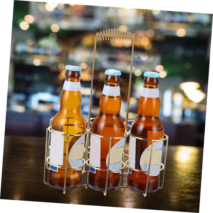 DOITOOL Bierflaschenhalter Metall Tragbarer Flaschenkorb Gold Klein Bruchsicher Für Grill Und Party