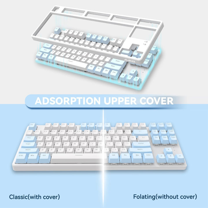 AJAZZ AK873-75% Wired Gaming Tastatur mit Spiral USB-C Kabel-Hot Swappable Blue Switch Mechanische T