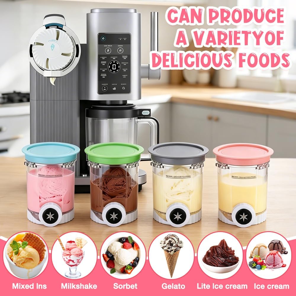 4 Stück für Ninja Swirl Behälter 500 ml, Kompatibel Ninja Creami Swirl Behälter, Ninja Eismaschine Z