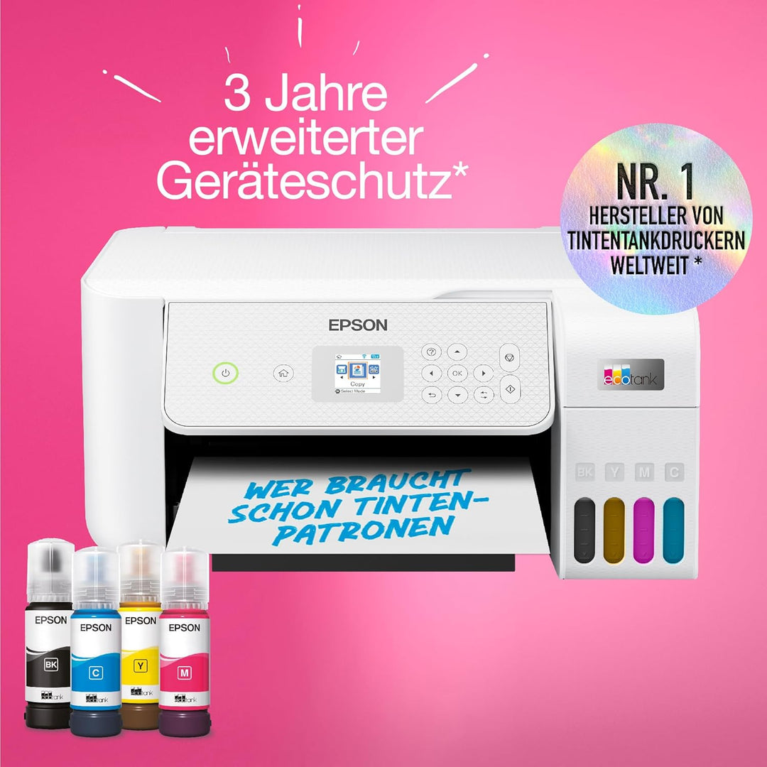 Epson EcoTank ET-2876 A4-Multifunktions-Wi-Fi-Tintentankdrucker, mit einem im Lieferumfang enthalten