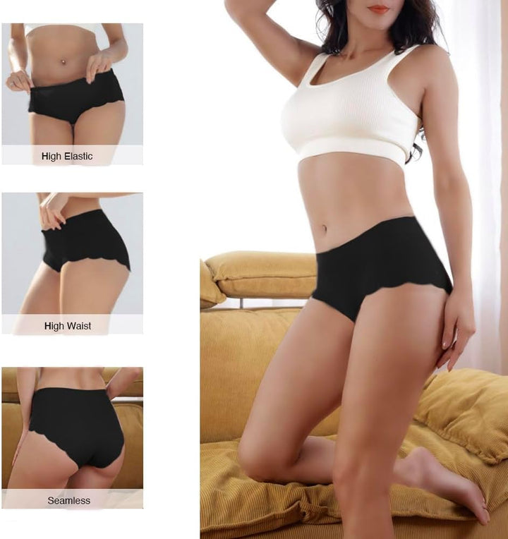 Dumwis Unterhosen Damen,Nahtlos Slips Unterwäsche Frauen,Hohe Taille Panties,No Show Panties,Mehrpac